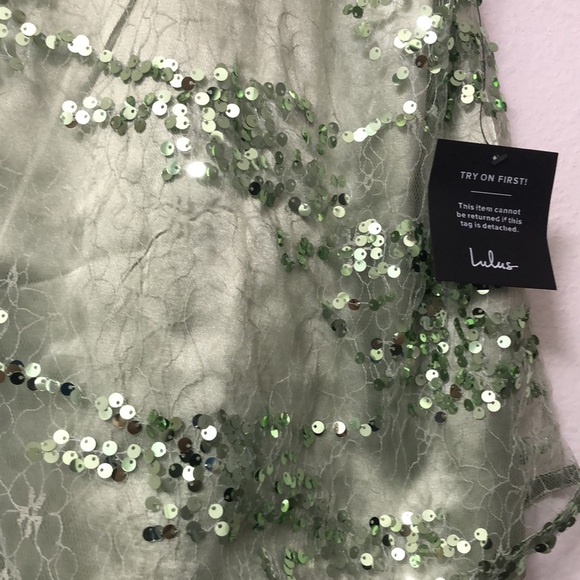 Lulu's Light Green Sequin Dress - Picture 4 of 13